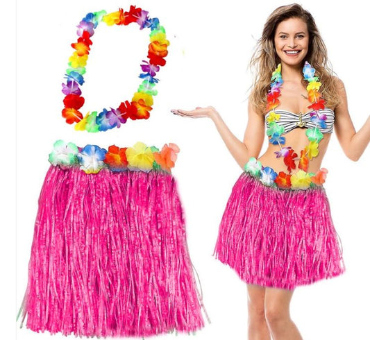 Hawaii Luau Aloha Pembe Püsküllü ve Hawaii Kolye Seti - TrendTrove